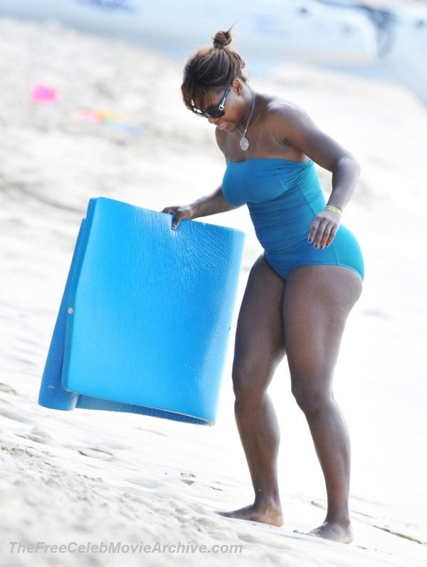 Black Celebrity Serena Williams Poses Topless And Sunbathing...  